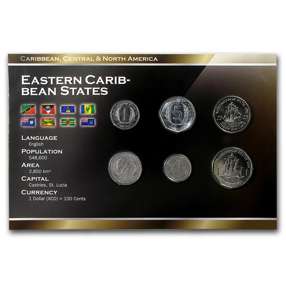 East Caribbean States 1 Cent-1 Dollar Coin Set Unc East Caribbean States 1 Cent-1 Dollar Coin Set Unc